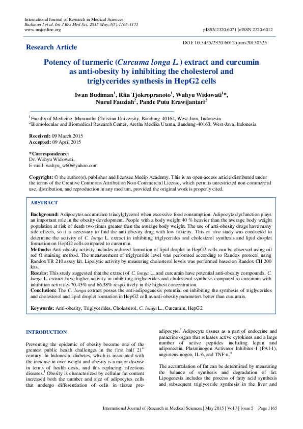 (PDF) Potency of turmeric (Curcuma longa L.) extract and curcumin as ...