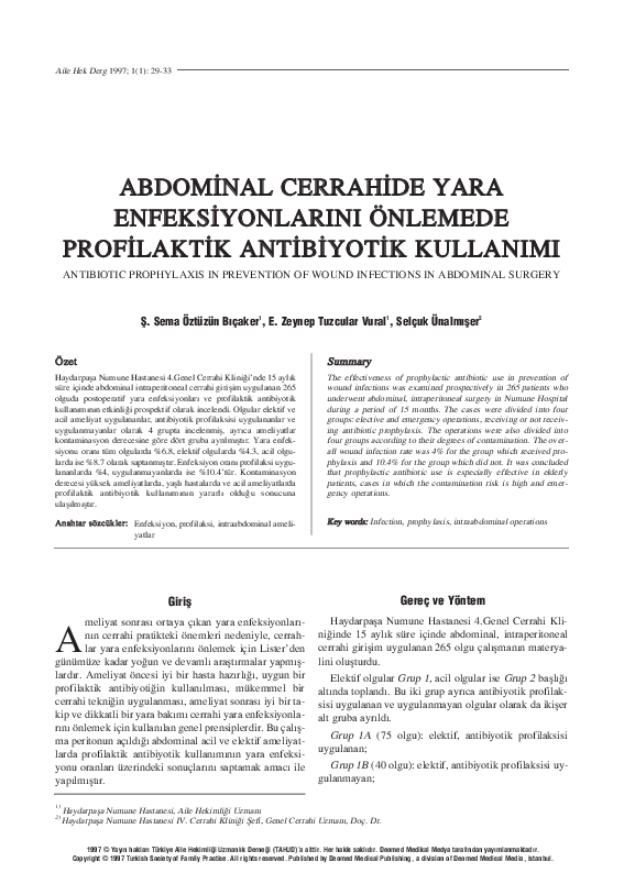 (PDF) Antibiotic Prophylaxis in Prevention of Wound Infections in ...