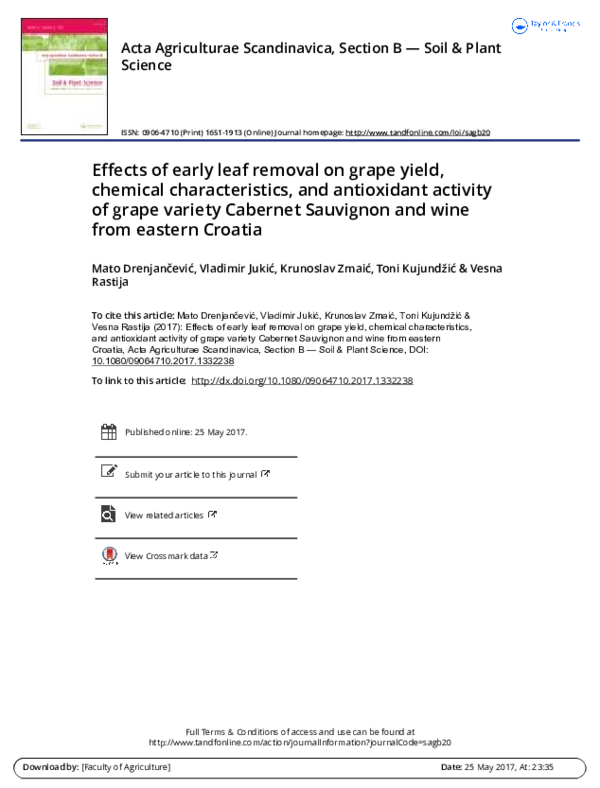 (PDF) Impact of Early Leaf Removal on Sauvignon Grape Quality