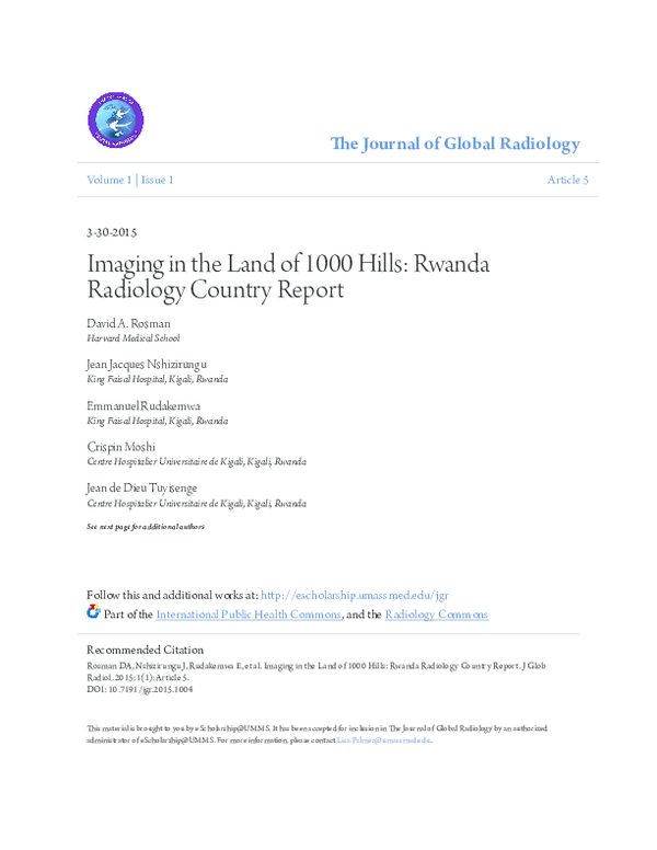 (PDF) Imaging in the Land of 1000 Hills: Rwanda Radiology Country Report