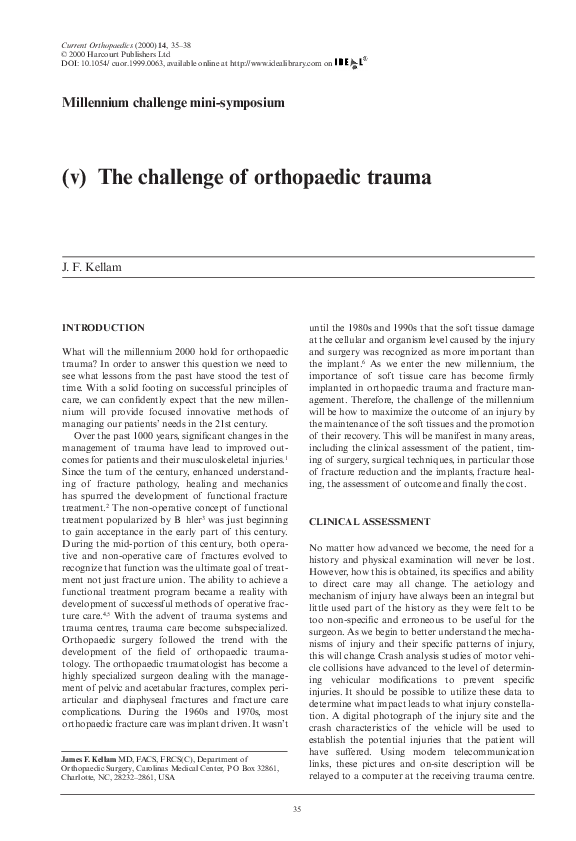 (PDF) (v) The challenge of orthopaedic trauma