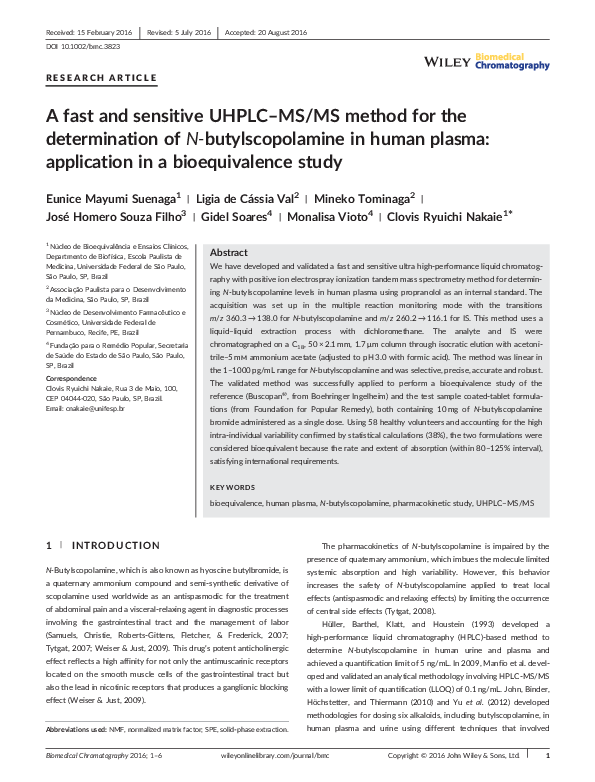 (PDF) A fast and sensitive UHPLC-MS/MS method for the determination of ...