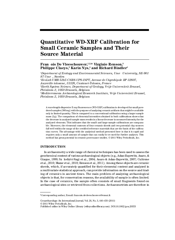 (PDF) Quantitative WD-XRF calibration for small ceramic samples and ...
