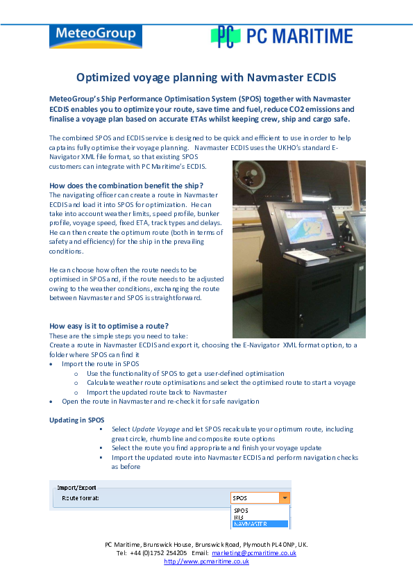 (PDF) Optimized voyage planning with Navmaster ECDIS