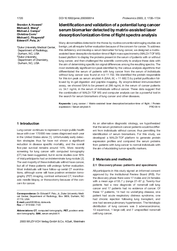 (PDF) Identification and validation of a potential lung cancer serum ...
