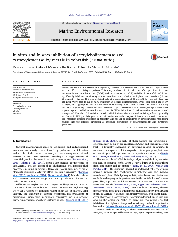 (PDF) In vitro and in vivo inhibition of acetylcholinesterase and ...