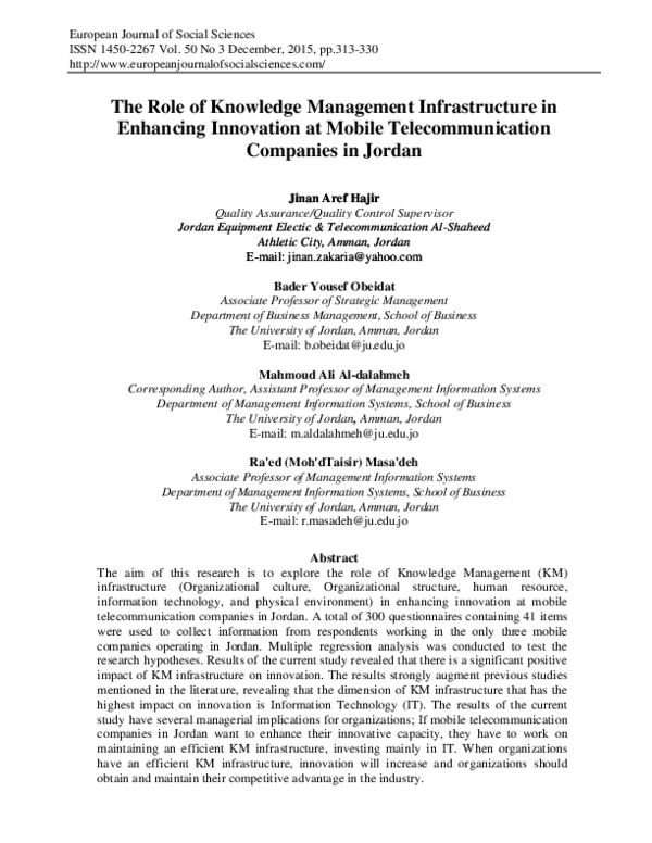 (PDF) The Role of Knowledge Management Infrastructure in Enhancing ...