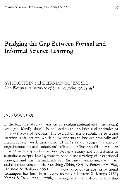 (PDF) Bridging the Gap Between Formal and Informal Science Learning