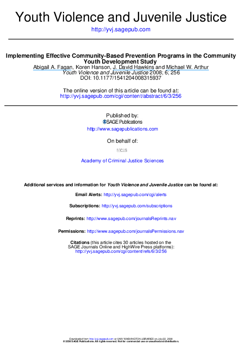 (PDF) Implementing Effective Community-Based Prevention Programs in the ...