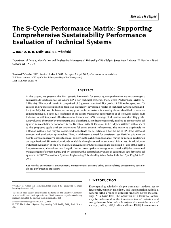 (PDF) The S-Cycle Performance Matrix: Supporting Comprehensive ...