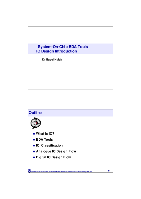 (PDF) SystemOnChip EDA Tools IC Design Introduction Outline What is IC Adnan Mir Academia.edu