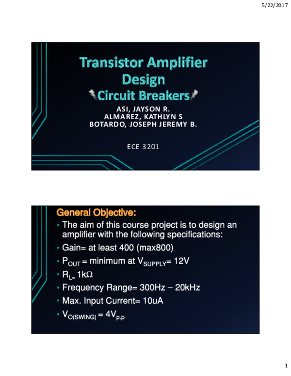 (PDF) Transistor amplifier design