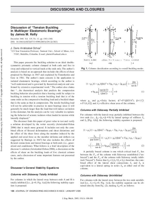 (PDF) Column Stability and Minimum Lateral Bracing: Effects of Shear ...