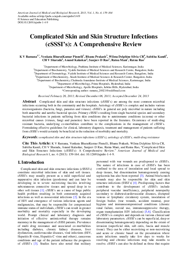 (PDF) Complicated Skin and Skin Structure Infections (cSSSI's): A ...