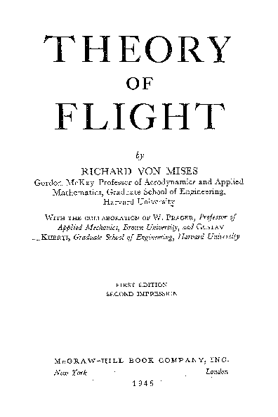 Pdf Theory Of Flight Richard Von Mises