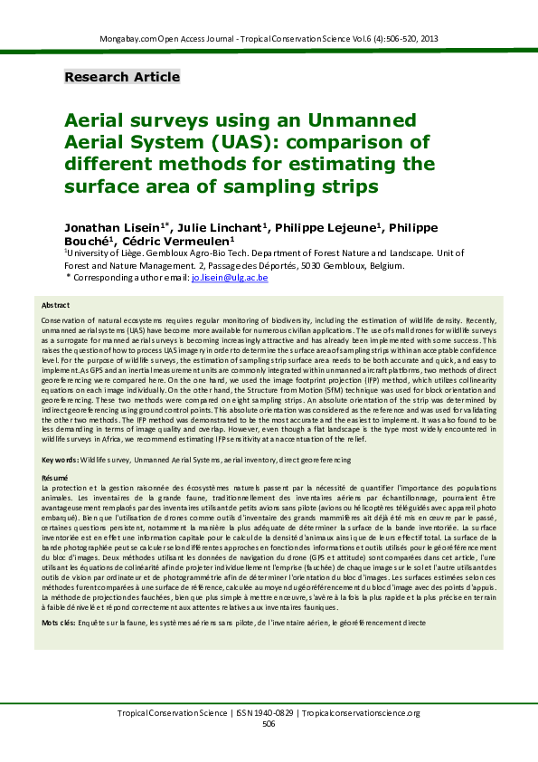 (PDF) Aerial surveys using an Unmanned Aerial System (UAS): comparison ...