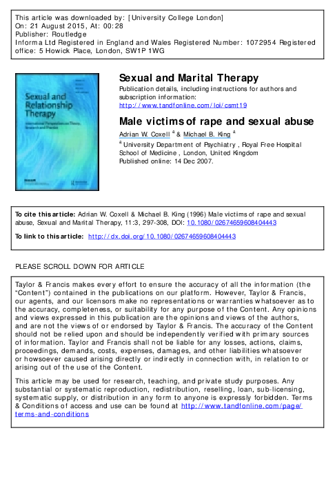 (PDF) Male victims of rape and sexual abuse