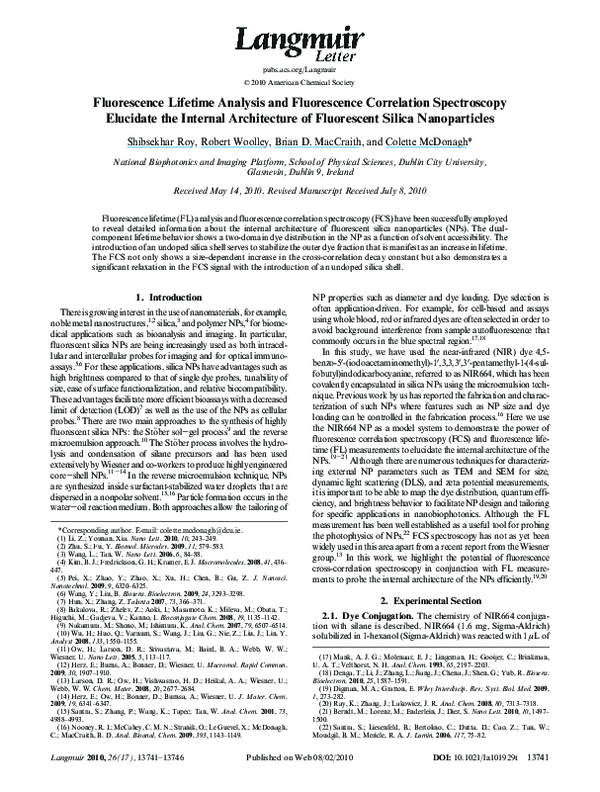 (PDF) Fluorescence Lifetime Analysis and Fluorescence Correlation ...