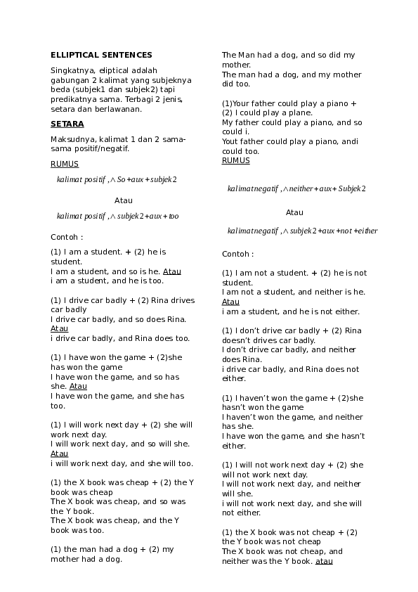 (DOC) ELLIPTICAL SENTENCES