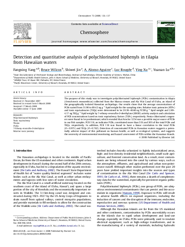 (PDF) Detection and quantitative analysis of polychlorinated biphenyls ...
