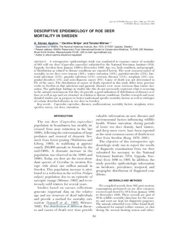 (PDF) Descriptive epidemiology of roe deer mortality in Sweden