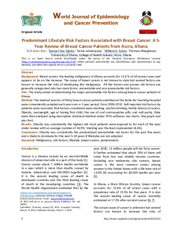 (PDF) Assessment on the Quality Of Life of Breast Cancer Patients ...