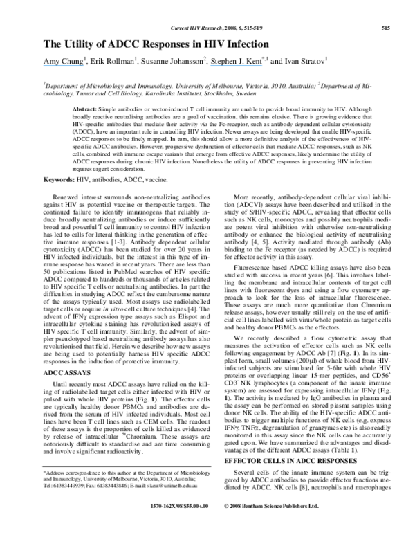(PDF) The Utility of ADCC Responses in HIV Infection