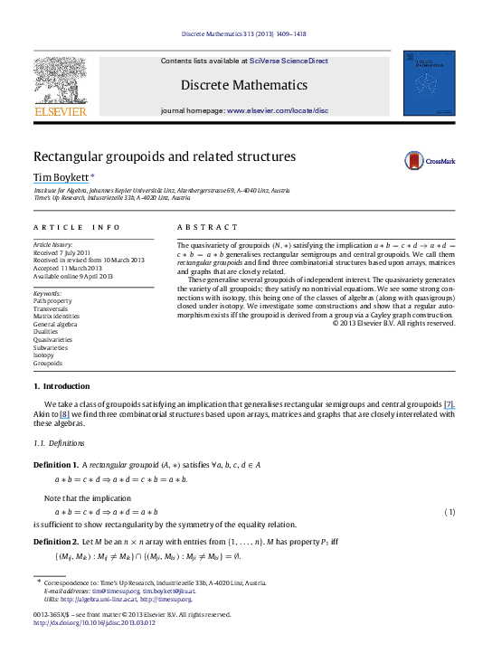 (PDF) Rectangular groupoids and related structures