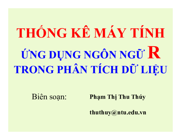 First page of “THỐNG KÊ MÁY TÍNH ỨNG DỤNG NGÔN NGỮ TRONG PHÂN TÍCH DỮ LIỆU Biên soạn”
