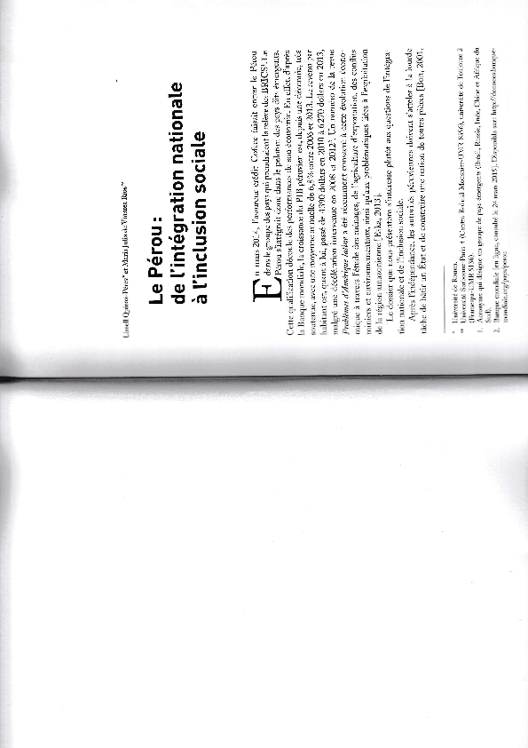 Pdf Le Perou De L Integration Nationale A L Inclusion Sociale Lissell Quiroz Academia Edu