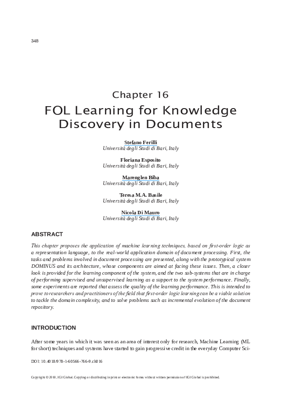 (PDF) FOL Learning for Knowledge Discovery in Documents
