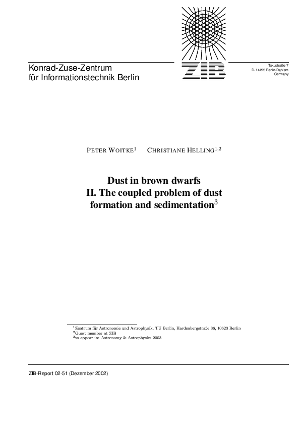 Pdf Dust In Brown Dwarfs Ii The Coupled Problem Of Dust Formation And Sedimentation Christiane Helling Academia Edu Pdf Dust In Brown Dwarfs Ii The Coupled Problem Of Dust Formation And Sedimentation Christiane Helling Academia Edu