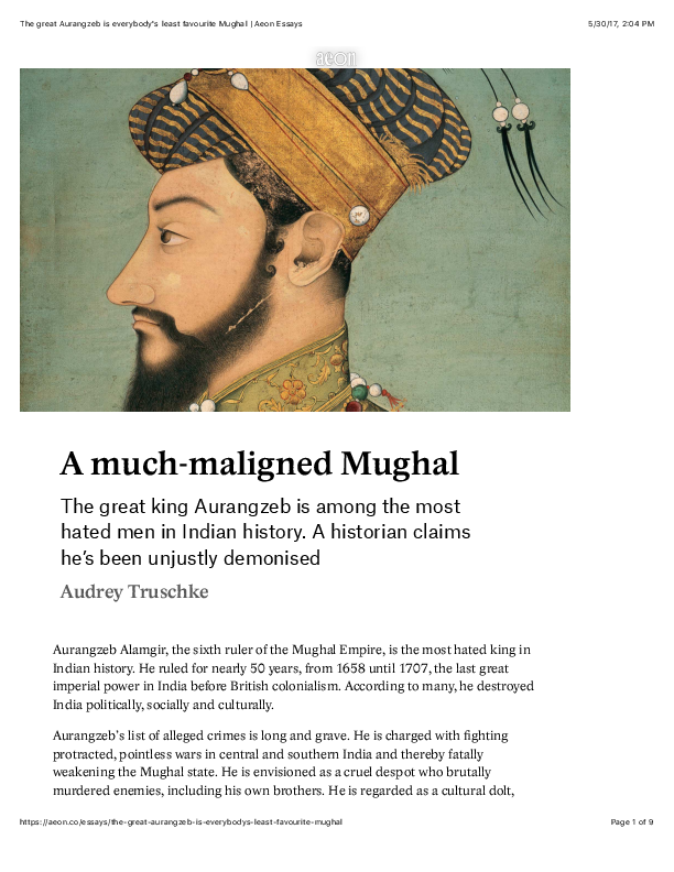 Under which ruler was the mughal empire the weakest image