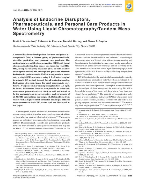 (PDF) Analysis of Endocrine Disruptors, Pharmaceuticals, and Personal ...