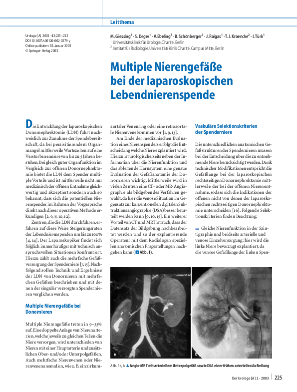 Pdf Multiple Nierengefasse Bei Der Laparoskopischen Lebendnierenspende Serdar Deger Academia Edu
