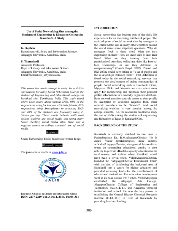 (PDF) Use of Social Networking Sites among the Students of Engineering ...