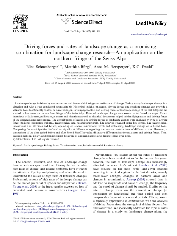 (PDF) Driving forces and rates of landscape change as a promising ...