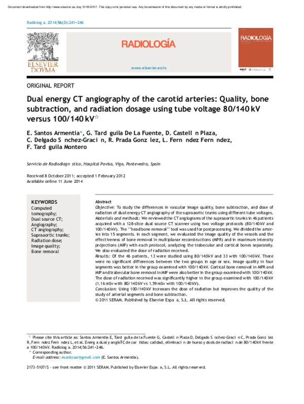 (PDF) Dual energy CT angiography of the carotid arteries: Quality, bone ...