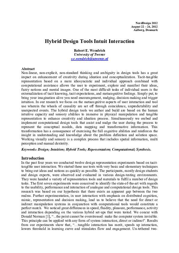 (PDF) Hybrid Design Tools Intuit Interaction