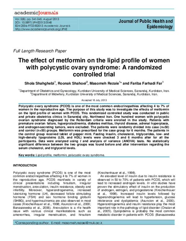 (PDF) The effect of metformin on the lipid profile of women with ...