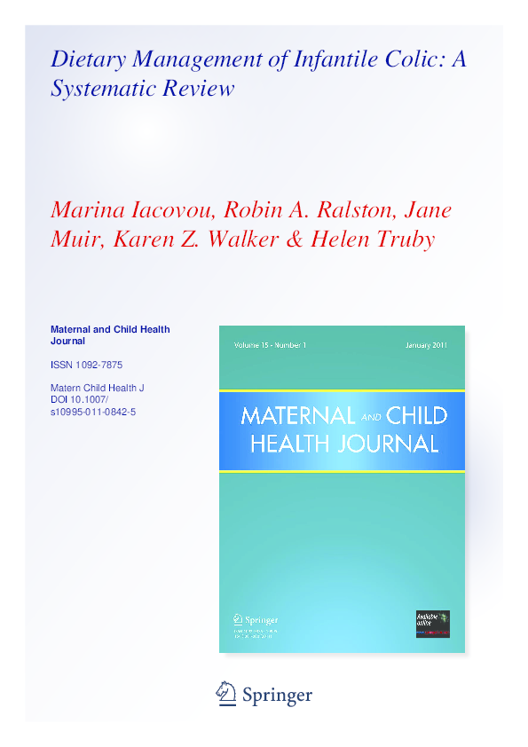 (PDF) Dietary Management of Infantile Colic A Systematic Review