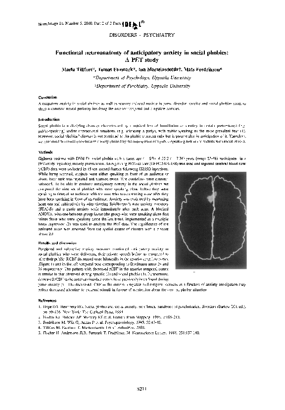 (PDF) Functional neuroanatomy of anticipatory anxiety in social phobics ...