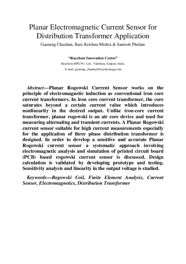 (PDF) Planar Electromagnetic Current Sensor for Distribution ...