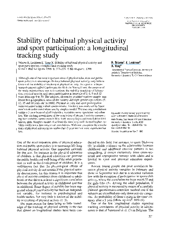 (PDF) Stability of habitual physical activity and sport participation ...