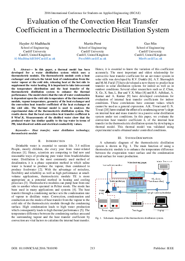 (PDF) Evaluation of the Convection Heat Transfer Coefficient in a ...