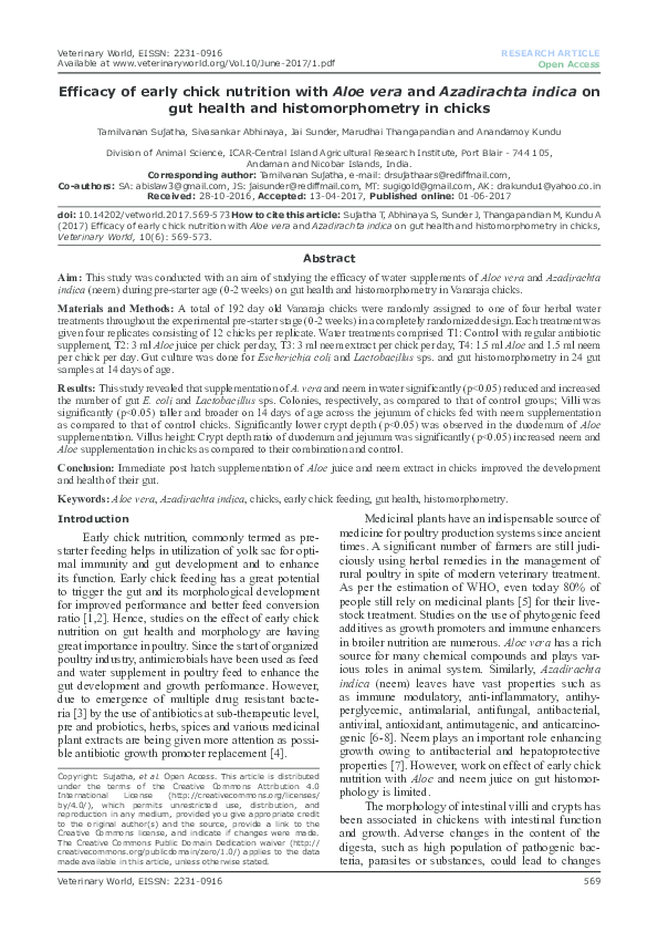 Curated visual reference: Baby Chick Nutrition And Gut Health Reference: Pdf Efficacy Of Early Chick Nutrition With Aloe Vera And