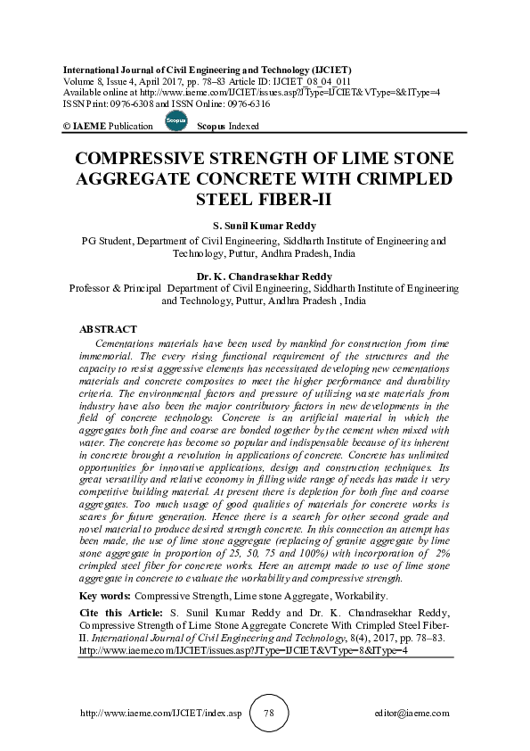 (PDF) COMPRESSIVE STRENGTH OF LIME STONE AGGREGATE CONCRETE WITH