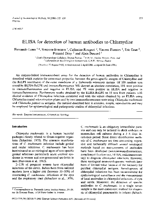 (PDF) ELISA for detection of human antibodies to Chlamydiae Fernando