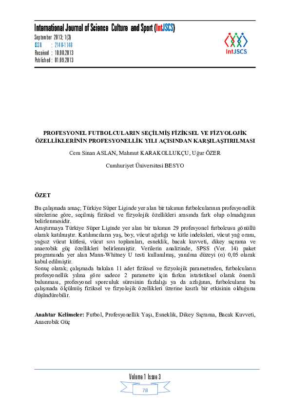 (PDF) The Comparison of Selected Physical and Physiological