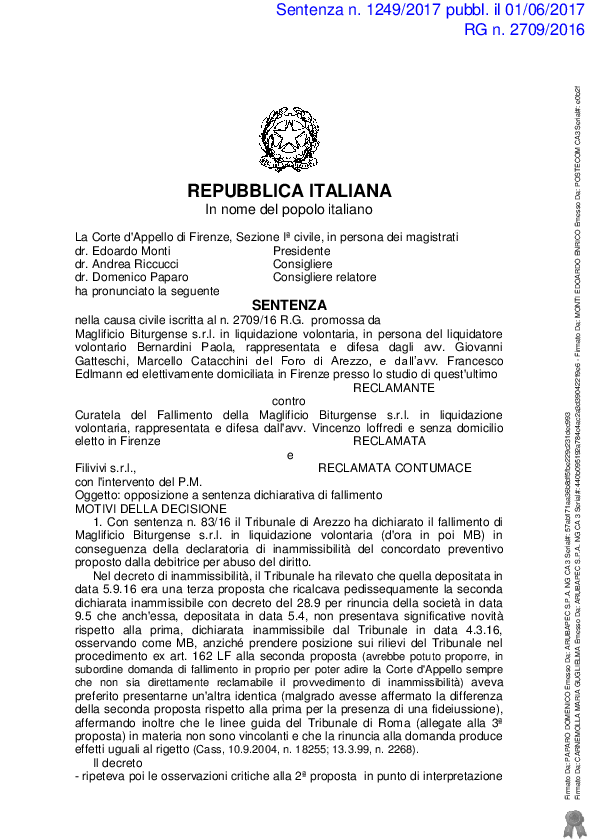 PDF) Concordato preventivo: al Tribunale il sindacato sulla fattibilità  giuridica ed economica